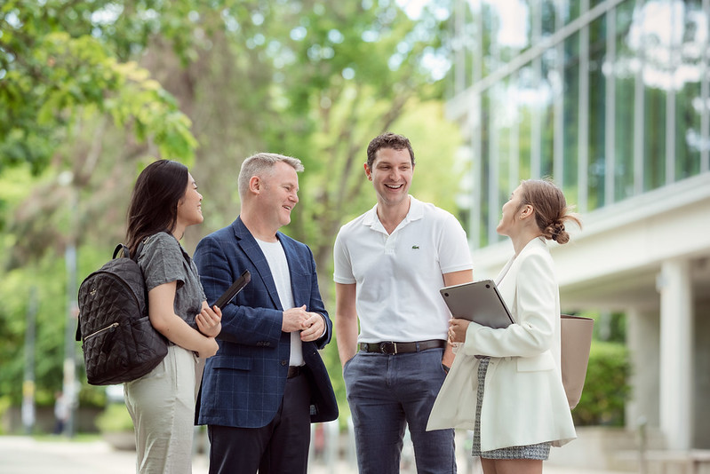 UBC Sauder dean, Darren Dahl on campus with students