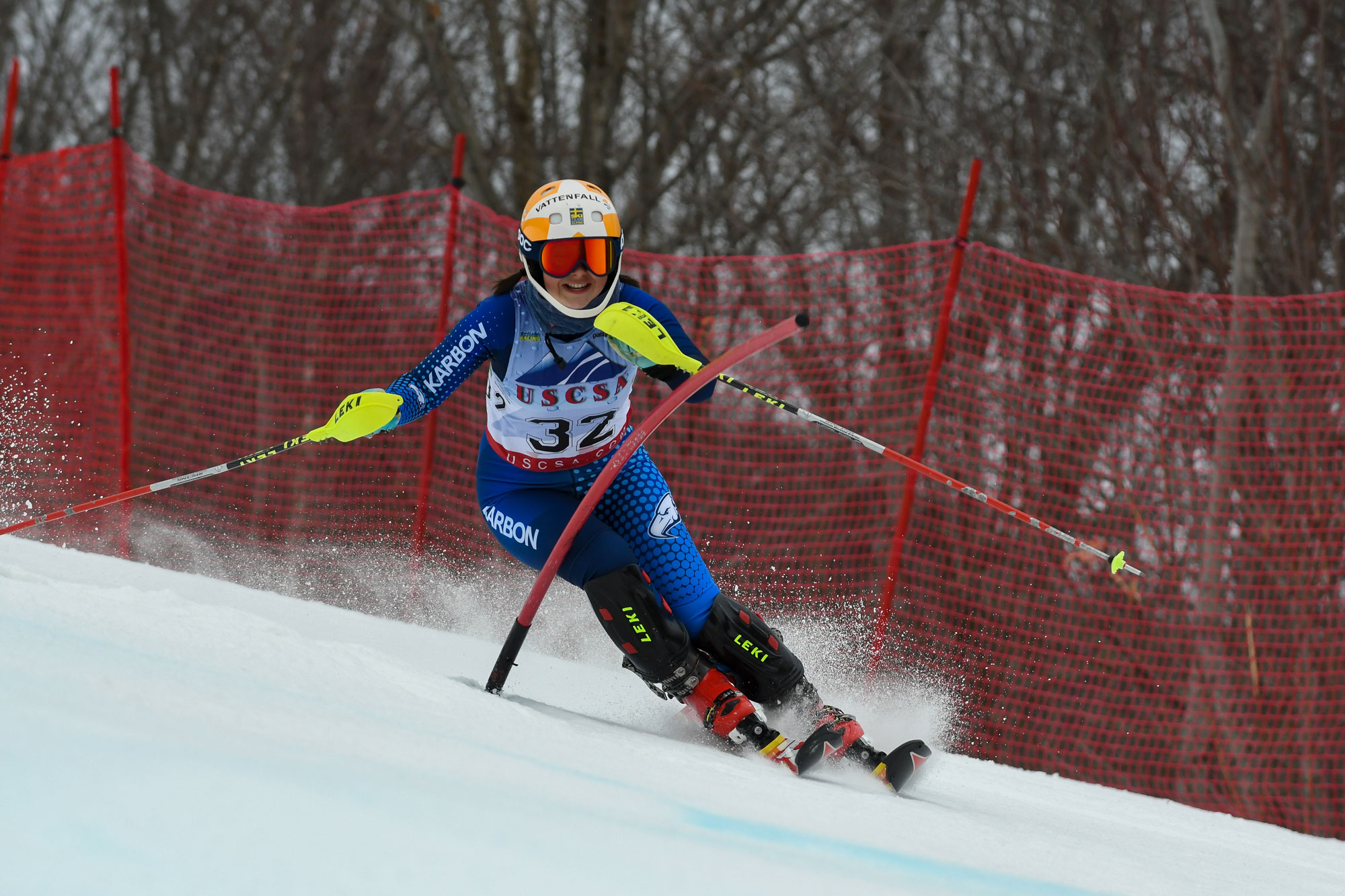 Anastasia Kiku competing on the UBC Alpine Ski Team during her BCom Degree at UBC Sauder.