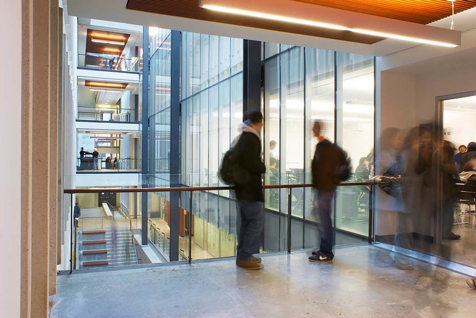 Image of students in the hallway of Sauder