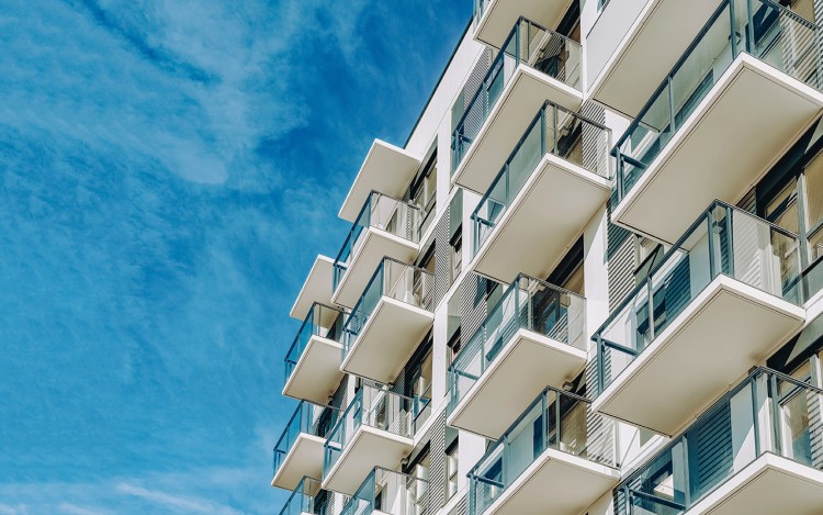 Detail of Modern residential apartment flat building exterior