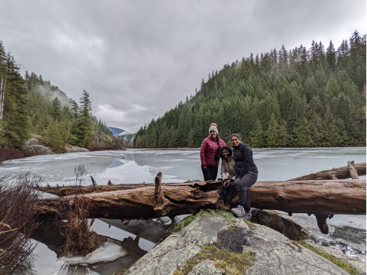 Figueroa hikes with UBC MBA classmates Abigail Okyere and Nita Joseph