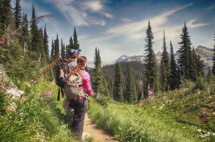 Two people hiking in British Columbia