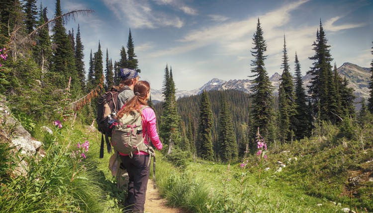 Two people hiking in British Columbia